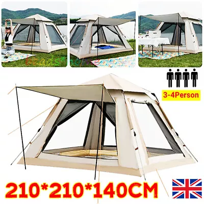 3-4 Man Full Automatic Instant Pop Up Camping Tent Family*Outdoor/Hiking.Shelter • £35.69