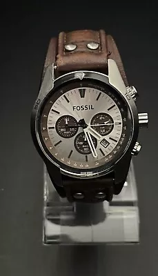 Fossil CH-2565 Coachman Chronograph Cuff Leather Band Analog Men's Wristwatch • $49.99