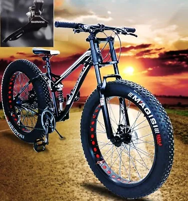 $669 • Buy 24 X4.0 Large Fat Tire Heavy Duty Beach Mountain Bike High Carbon Frame 7 Speed