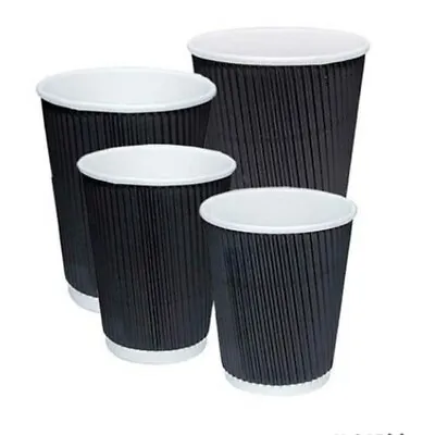 Disposable Coffee Cups 8oz 12oz 16oz Bulk Takeaway Paper Triple Wall Take Away • £2.99