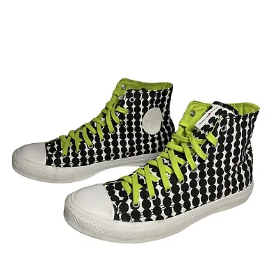 Converse Marimekko Women’s High Top Sneakers Shoes Size 9 Lime Green Black Polka • $96.75
