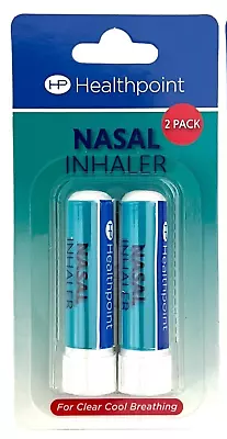 Healthpoint Nose Nasal Inhaler Twin Pack Menthol Eucalyptus Breathing Congestion • £2.89