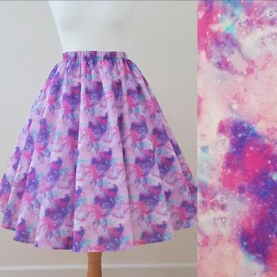 1950s Circle Skirt Pink Galaxy Print - All Sizes - Stars Space Purple Rockabilly • £35.99