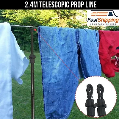 Heavy Duty Washing Line Prop Pole Home Garden Pole Clothing Laundry Support 2.4m • £7.99