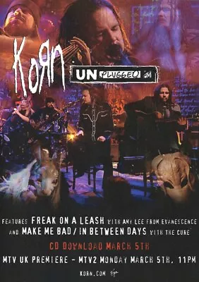 Korn - Unplugged MTV  - Full Size Magazine Advert • £5.99