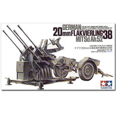 TAMIYA 35091 German 2cm Flakvierling 38 1:35 Military Model Kit • £8.44