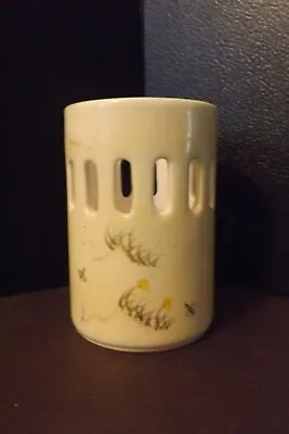 $3.75 • Buy Home Interior CreamCylinder Candle Holder/ Vase W/ Butterflies Dragonflies