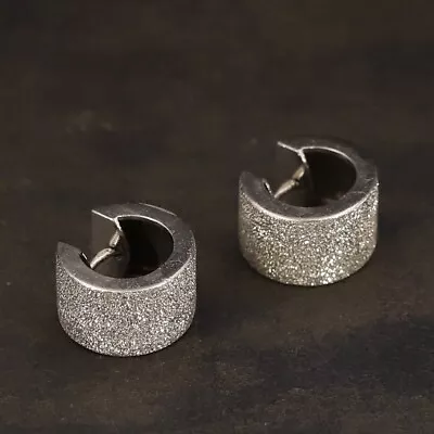 VTG Sterling Silver - NORWAY Stardust Huggie Hoop Earrings - 5g • $7.50