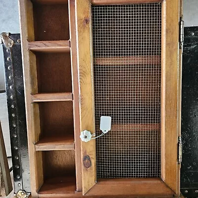 VTG Handmade Spice/ Medicine Cabinet Wood 3ft×2ft Wire Door Shelves Wall Mount  • $100