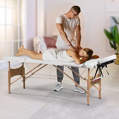 Massage Bed Table Couch Portable 3 Way White Adjustable Folding Therapy Beauty • £89.99