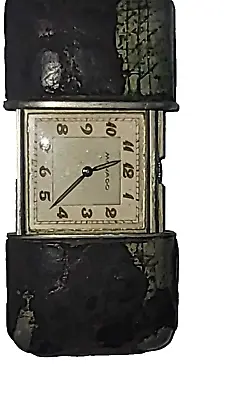 Vintage Silver And Brown Leather Movado Ermeto Chronométre Travel Or Purse Watch • $625