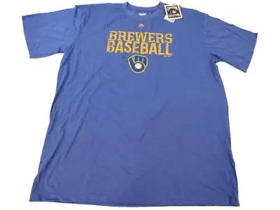 New Milwaukee Brewers Mens Size 3XL-Tall Blue Majestic Cooperstown Shirt • $15.11
