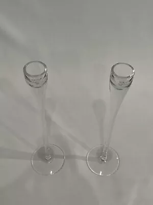 TWO (2) Calvin Klein 'TULA' 12  Hand Blown Glass Candlesticks - Poland - EUC • £52.25