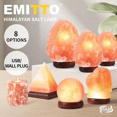 Emitto Himalayan Salt Lamp Natural Crystal Cord Large Rock Night Light Dimmer • $23.99