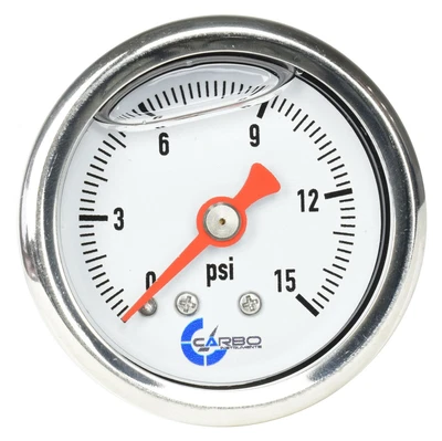 $16.45 • Buy CARBO Gauge 0-15 Psi Fuel Pressure Oil Pressure 1.5  Liquid Filled, White Dial 