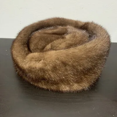 Ladies Brown Mink Fur Hat Lenore Marshall Vintage Great Condition • $39.99