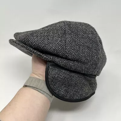 Vintage Eddie Bauer Tweed Cap Hat Newsboy Gray Wool Thinsulate Mens Large • $25.99