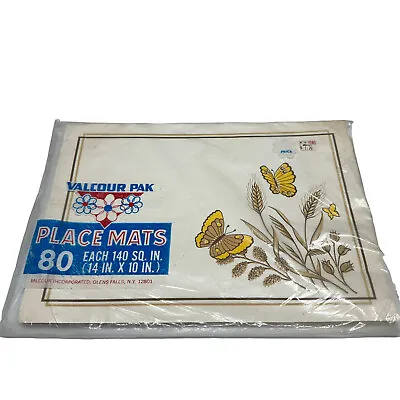 NOS SEALED Vintage MCM 1970's Pattern Paper Place Mats 80 Count - Butterfly • $19.96