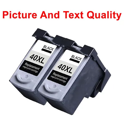 2 BK Ink For Canon PG40 Pixma IP1200 IP1800 MP140 MP150 MP160 • £28.39