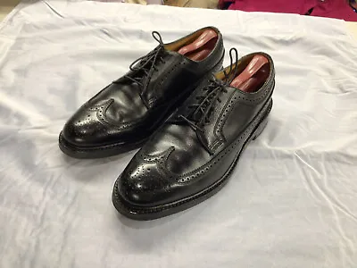 Vintage Floesheim Imperial Mens Black V Cleat 5 Nail Wing Tip Shoes Size 8 1/2 D • $75