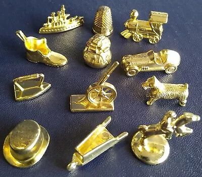 1998 MONOPOLY Deluxe Edition Board Game Replacement Pieces-All 12 Gold Tokens #A • $8