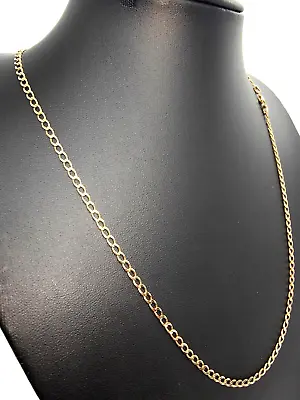 Solid 9ct 9 Carat Gold Curb Chain Necklace Classic Jewellery Retro 21  53cm 3mm • £339.99