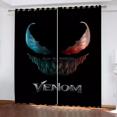 Marvel Avengers Venom 3D Bedroom Curtains Ring Blackout Door Decor UV Protect • £63.24