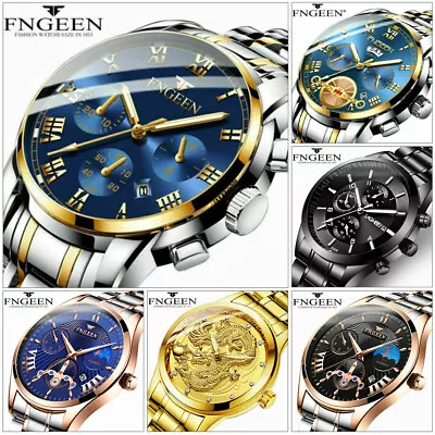 £13.99 • Buy Mens Watches Waterproof Quartz Analog Sport Stainless Steel Luminous Wrist Watch