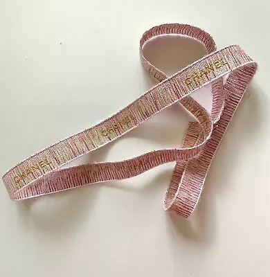 CHANEL  Pink & Gold Ribbon - With Gold Logo - 2cm Wide X 95 Cm • £7.50