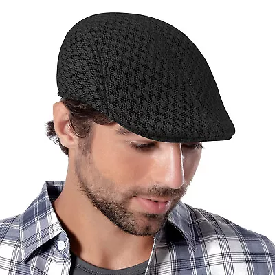 Men'sMesh Newsboy Flat Cap Summer Breathable Beret Hat Adjustable Cabbie Ivy Hat • $7.99