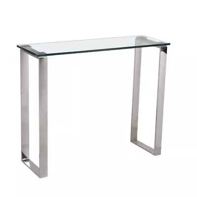 Console Table Hall Table Display Stand Clear Glass Rectangle Top Stainless Steel • £99.99