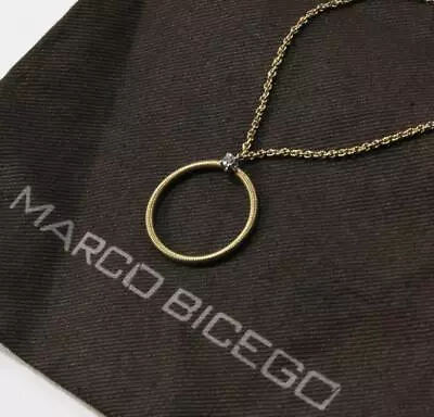 MARCO BICEGO Bi49 COLLECTION 18K YELLOW GOLD W/ DIAMOND CIRCLE NECKLACE PENDANT • $659