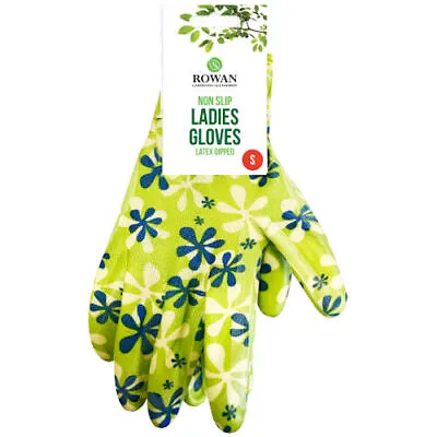 Non-slip Ladies Gloves - Green Pink Pattern Design Gardening Soil Plants Latex • £3.19