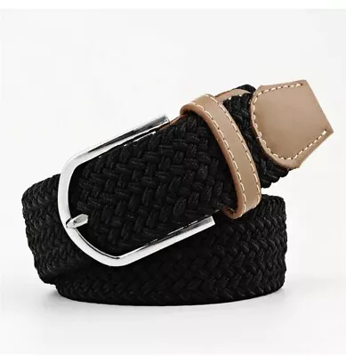 £3.69 • Buy Men Women Ladies Unisex Elasticated Belts Canvas Stretch Elastic Braided Buckle