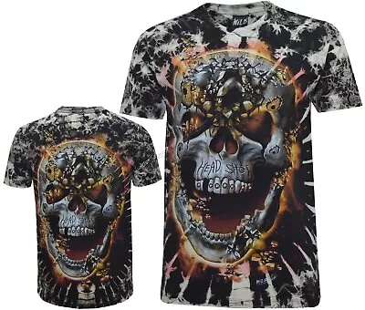 HEAD SHOT Destruction Of A Skull Glow In The Dark Tie Dye T-Shirt M-4XL By Wild • £16.95