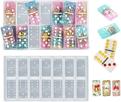 £4.89 • Buy 2 Pcs Crystal Epoxy Resin Game Mold Dominoes Casting Silicone Mould DIY Supplies