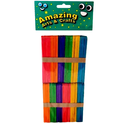 Wooden Lolly Lollipop Craft Sticks Coloured Pack Size 100 Kids Art Crafts • £2.89