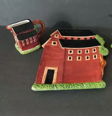 Warren Kimble Barns   Tray& Creamer   By Sakura Red • $22.99