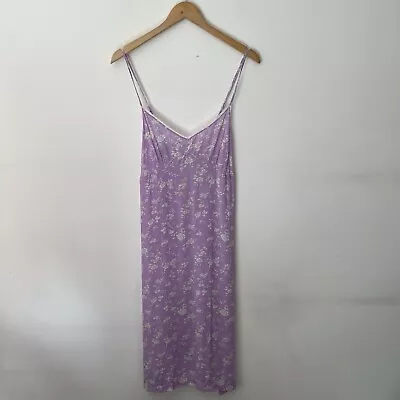 Zara Home Lilac Purple Floral Knee Length Slip Night Dress Nightie Size UK L • $18.66