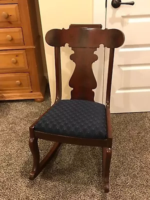 Mahogany Federal Style Rocker W/Scroll Crest And Upholstered Seat • $50