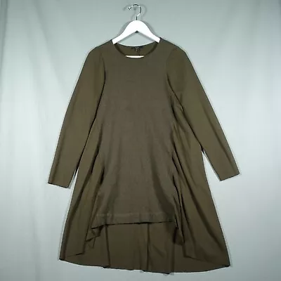 COS Dress Womens Large Green Wool Blend Long Sleeve Throw On Longline Preloved • £39.97