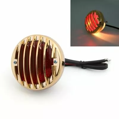 Round Motorcycle Tail Brake Light For Bobber Chopper Rat Custom Gold E • $26.50