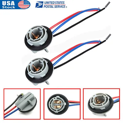 $8.36 • Buy 2Pcs 1157 LED Stop Brake Turn Light Bulb Socket Harness Wire Pig Tail Plug USA