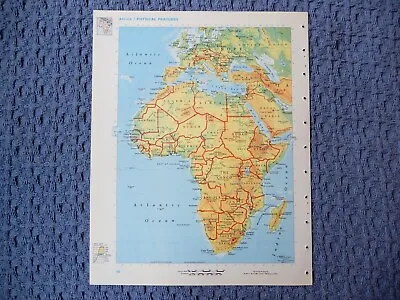 1966 AFRICA Atlas Map Vintage World Book Atlas Color African Physical Map • £9.44