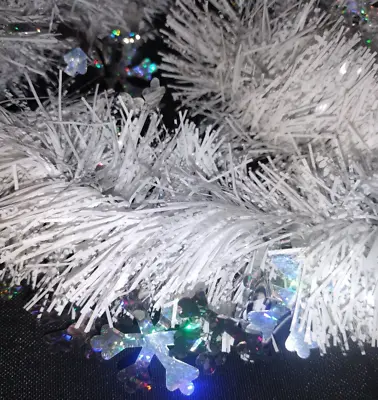 360  Garland Christmas Tinsel Tree Metallic Starburst Silver Twisted Vintage Bun • $21