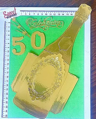 DECOUPAGE 3D CARD 12pcs Die Cuts Golden Bottle Bubbly 50 Champagne Celebrate • £9.79