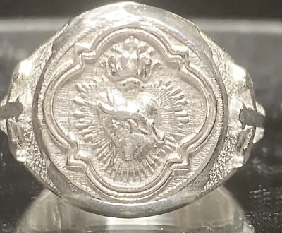 Sacred Heart Catholic Sterling Silver Men Ring SZ 10 Real Sterling 25 GRAMS • $99.99