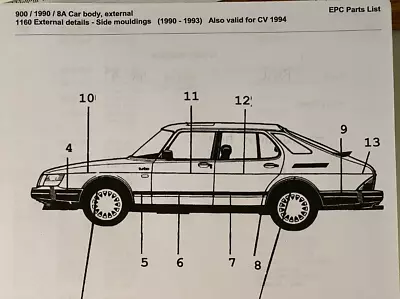 Decor Strip. Saab 900 1979-93 4-door Sedan Or Coupe. Left Rear Fender. • $39.95