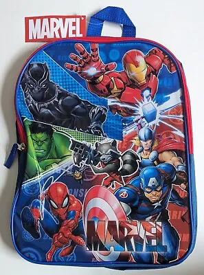 Marvel Avengers Backpack 15  Spider-Man Iron Man Thor Super Hero Kids Blue Red • $12.99