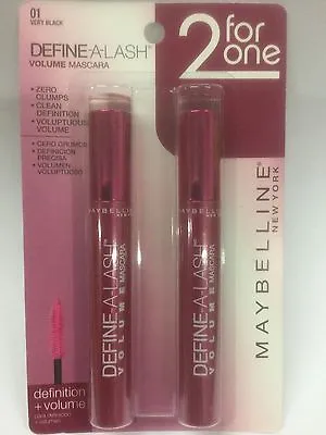 2 FOR ONE Maybelline Define-A-Lash Lengthening Mascara Very Black #01 WASHABLE • $28.04